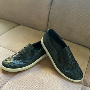 Black Ecco woven leather slip on size 10